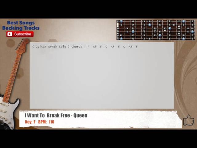 Queen Guitar Backing Track with chords and lyrics